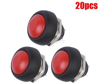 20Pcs Waterproof Momentary Push Button Red 12Mm Mini Round Switch 1A 250V Ic ui