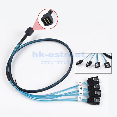 Internal HD Mini SAS SFF-8643 36pin to 4 x SATA 7pin Reverse Breakout Cable 80cm
