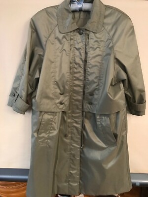 BRITISH MIST Women's Trench Raincoat Light Green Shiny Size 14
