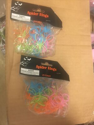 Multi Color Blue Green Pink Orange Spider Rings Halloween Party Favor  Total 50