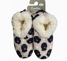 Comfies Black Labradoodle Slippers - Sherpa Lined bootie style slippers NWT