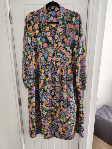 Monki Long Shirt Dress Floral UK M Size 12 Brand New