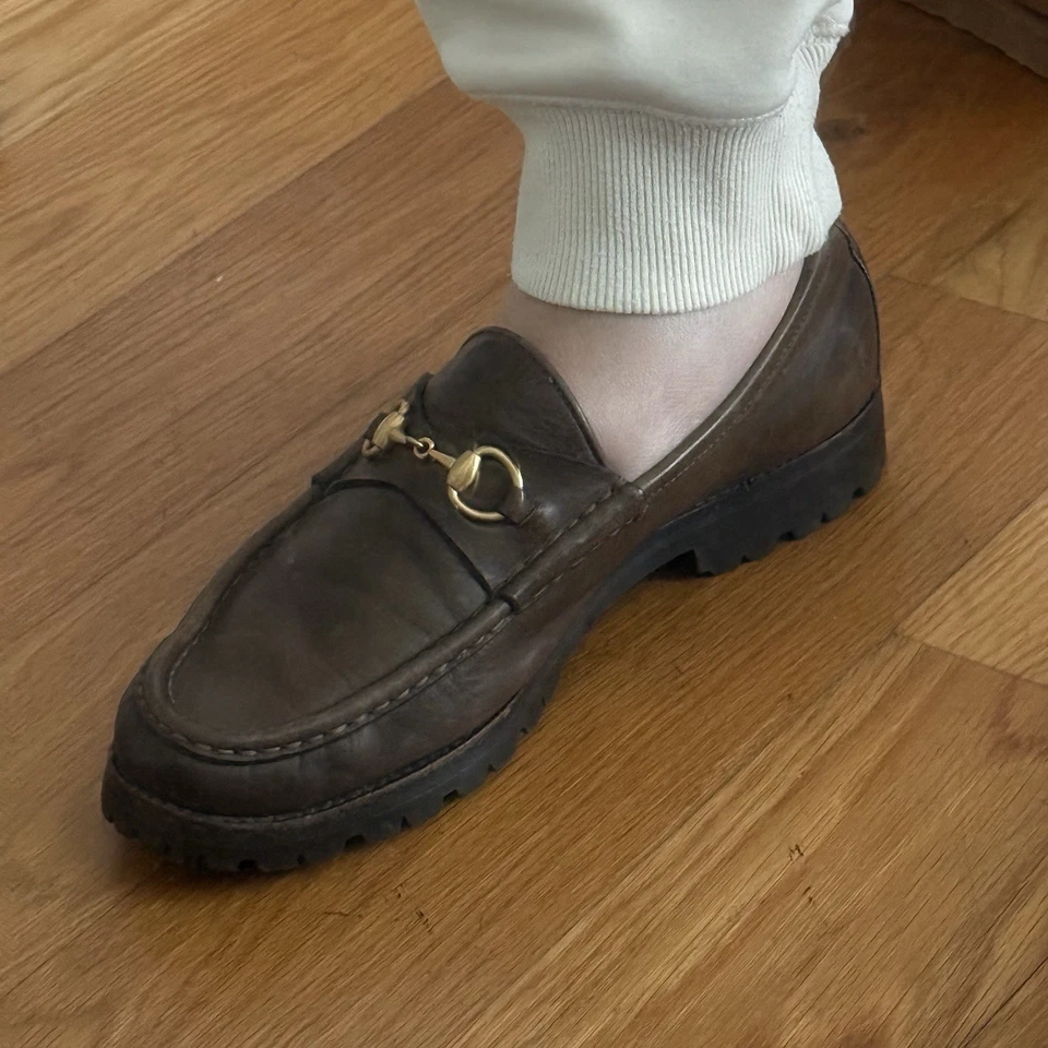 Auténticos Mocasines Gucci Vintage Marrón Cuero Horsebit 1953 Colección Mujer’s 9 Foto 4 de 4