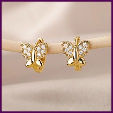 Butterfly Earrings For Women Girls Modern Gold Color Stainless Steel Earrings