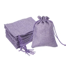 4x5.5 Inch Burlap Bags with Drawstring, 50 Pcs Linen Gift Bags, Purple