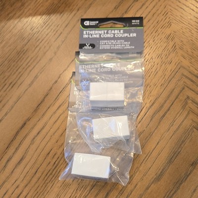 CAT5 CAT5e In-Line Ethernet Cable Coupler  Set of 3 Commercial Electric  White 