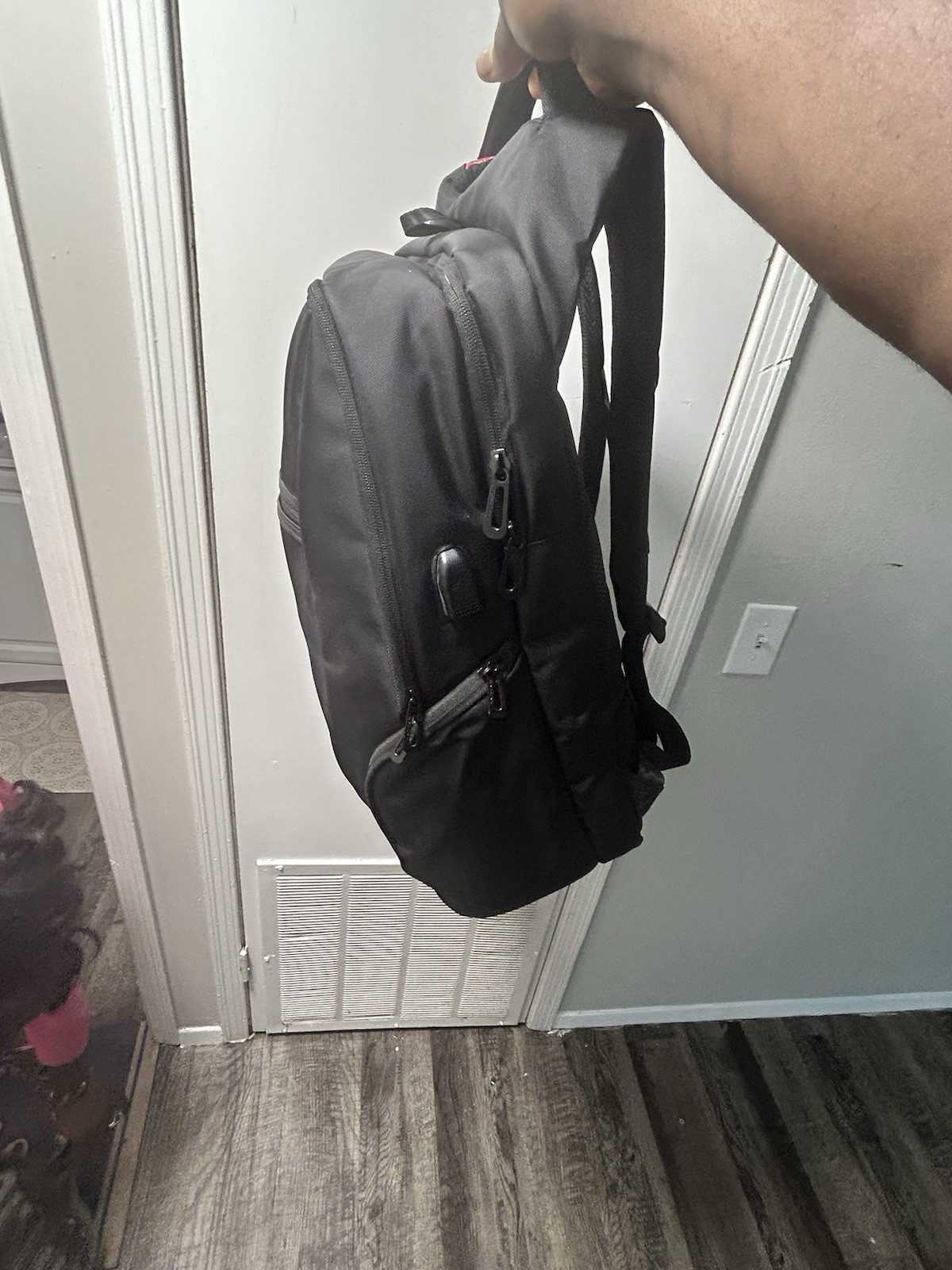 Unisex Black 17.3 Inch Laptop Backpack USB Port Water Bottle