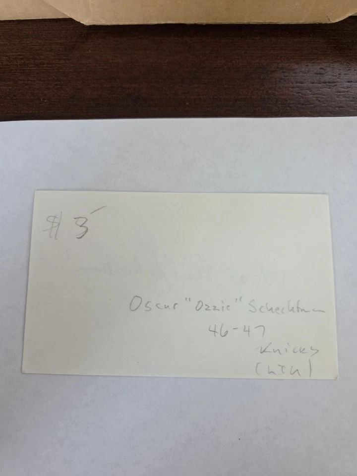 Oscar 'Ossie' Schectman Autographed Index Card 1st NBA Basket Rare - Image 3 of 3