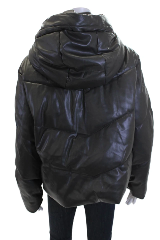 Chaqueta acolchada Love Token para mujer manga larga cremallera completa capucha gris carbón talla L Foto 3 de 4