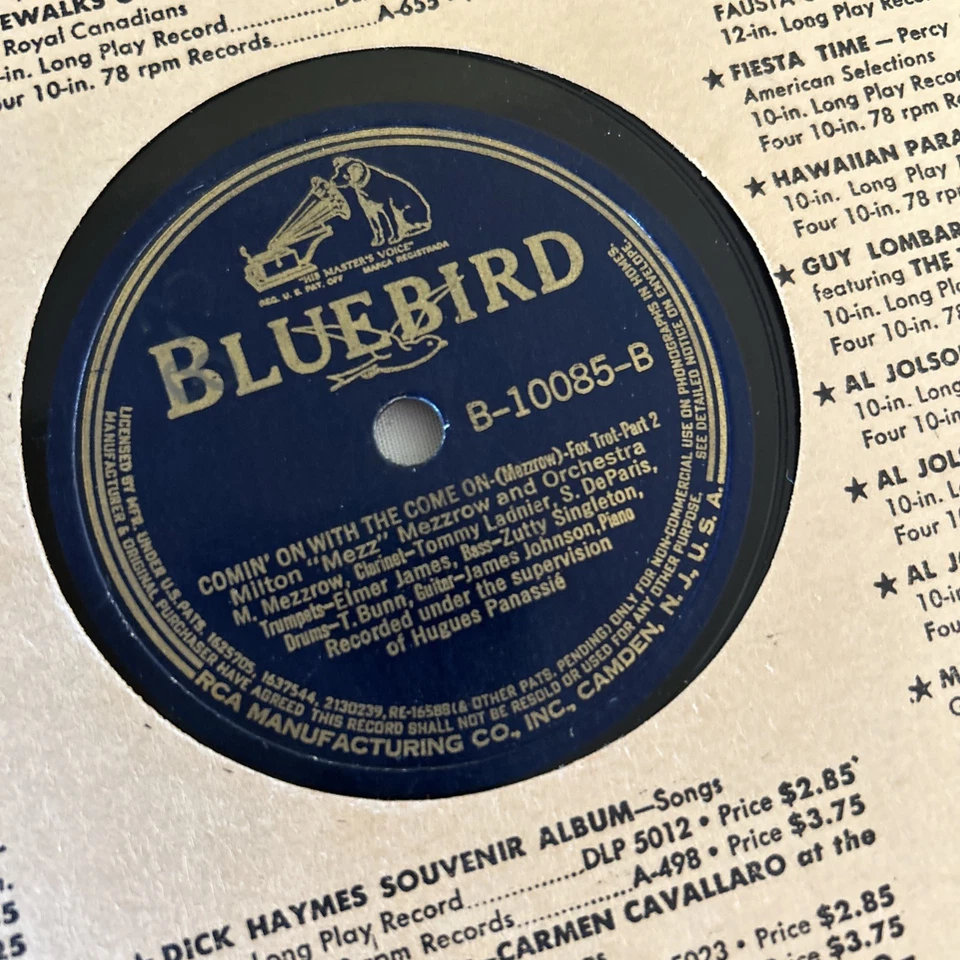 BLUEBIRD 78 RECORD 10085/MILTON MEZZ MEZZROW/COMIN ON WITH THE COME ON/ EX+ JAZZ - Image 3 of 4