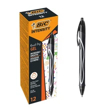 BIC Gelocity Quick Dry Black Ink Rollerball Pens Pack of 12 Smooth Writing