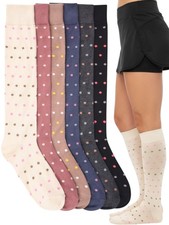 Womens Pack of 6 Knee High Socks - Polka Dot - Size 9-11
