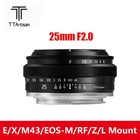 TTArtisan 25mm F2.0 Manual Focus APS-C Prime Lens for Canon Nikon Sony Fuji M4/3