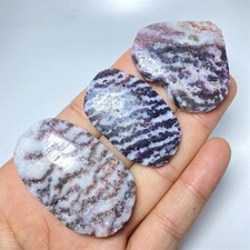 76g  Energy Purple Amethyst Zebra Stone Palm Shaped Reiki Healing  E898