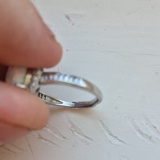 925 Hallmarked Sterling Silver Oval White Opal Halo Ring Size M 1/2