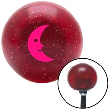 Pink Crescent Moon Smiling Red Metal Flake Shift Knob w/ M16x1.5 Insert Shifter