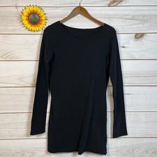 Hard Tail Forever Black Long Sleeve Boat Neck Tunic Shirt Dress Womens L