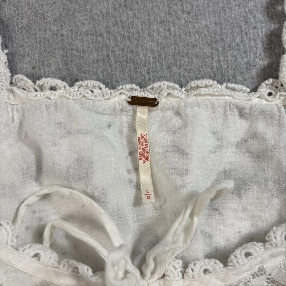 Top cami babydoll de encaje Free People para mujer grande marfil crochet floral ribete boho Foto 3 de 4