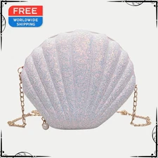 Womens Small Shell Chain Shoulder Bag Sequined Crossbody Handbag Fashion Purse