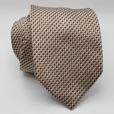 Altea Milano 100% Silk Tie Made in Italy (3.375x56") Brown and White Houndstooth