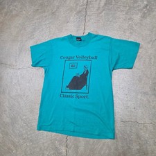 Vintage Screen Stars Best Cougar Volleyball T-Shirt Teal Green Medium USA Made