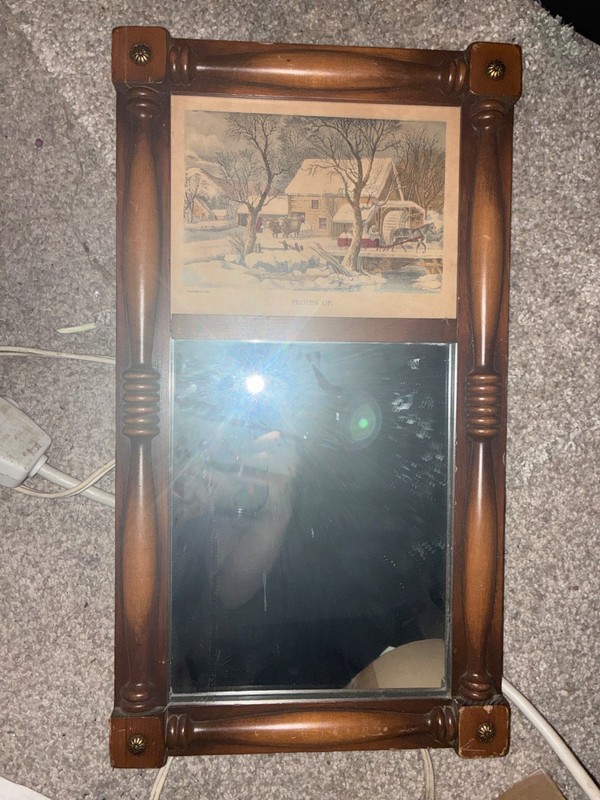 Vtg Style Federal Split Column Mirror Courier And Ives Print Summer In Country