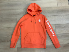 Carhartt Womens Relaxed Fit Graphic Hoodie Salmon Pink TS0288-W Small Stain
