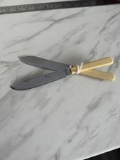 2 x Vintage Antique Bone Handled Fish Knives