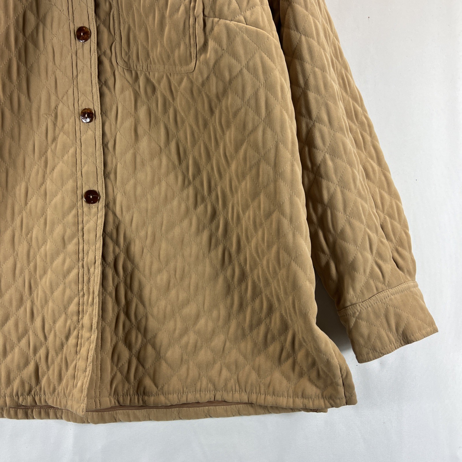 Talbots Beige Full Button Collared Quilted Jacket… - image 4