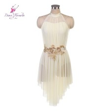 New Ivory Spandex with Mesh Long Dress Lyrical Ballet Dress Dance Costumes