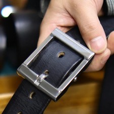 Handcrafted Thickened Cowhide Leather Belt Steel Buckle Dark Style Retro Look