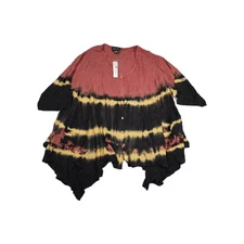 Step In Style Women's One Size Boho Hippie Tunic Top Red Gold Black New