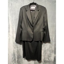 Tahari Arthur S Levine 14 Women's Jacket Dress Set Textured Gray Black Career