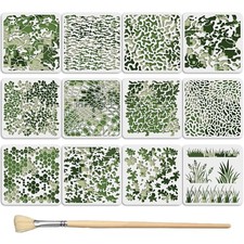 12PCS Camo Stencils for Spray Paint 12 x 12 Inch Camouflage Stencils with Bru...