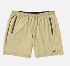 70 RVCA Men's Yogger Stretch 17 Shorts 8" - Khaki Beige - Small -New Tag