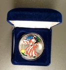 1999 American 1 oz Silver Eagle, 'Colorized', Comes with Deluxe Box, ASE