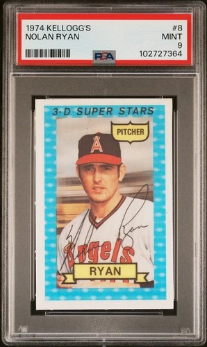 NOLAN RYAN 1974 KELLOGG'S 3-D SUPER STARS PSA-9 MINT CARD #8