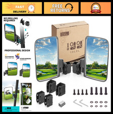 Universal Golf Cart Side Mirrors - Folding Adjustable 180 Rear View No Drillin