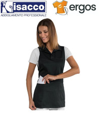 Isacco GREMBIULE TRINIDAD Donna Nero Colletto Barista Cameriera Bistrot Pub Sala