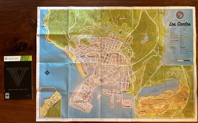 GTA Grand Theft Auto 5 V Los Santos XBOX 360 MAP ONLY & Manual - Great Shape