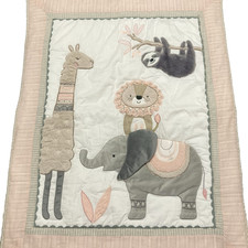 Levtex Baby Imani Crib Comforter Quilt Floral Llama, Sloth animals Pink  Grey