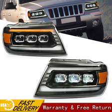 Full Led Projector Headlights For Jeep Grand Cherokee 1999-2004 Plug Play Full Led Projector Headlights For Jeep Grand Cherokee 1999-2004 Plug Play