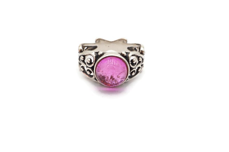 Sterling Silver 925 Ruby Cabochon Ring Size 6.75 - image 1