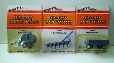 ERTL  1/64 scale 3 X [DIFFERENT]  DIECAST FARM IMPLEMENTS CARDED VINTAGE