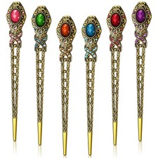 6 Pieces Vintage Rhinestone Hair Sticks Chinese Chopsticks Retro Chignon Pins St
