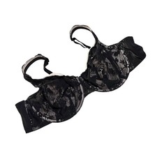 Cacique Underwire Bra Womens 44C Black Champagne Floral Lace Unlined. EUC