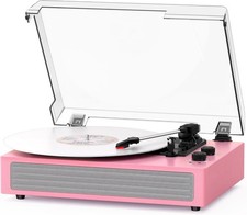Vinyl Record Player with Built-in Stereo Speakers, Belt-Driven 3-Speed Turntable