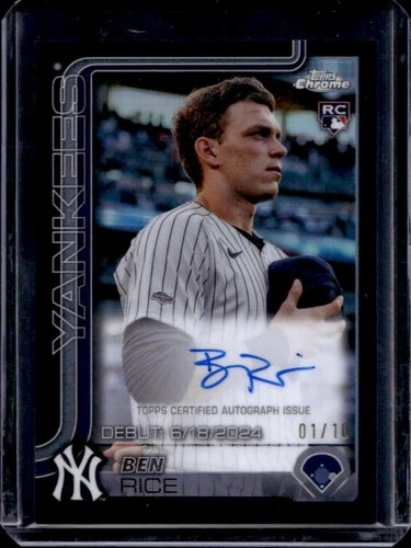 2025 Topps Chrome Update Ben Rice Rookie Debut Auto RC Black Refractor #/10