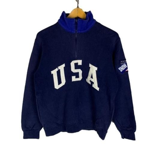 OG 90's Vintage POLO RALPH LAUREN Snow Beach USA Spellout Zip Sweater S RARE - Picture 1 of 8