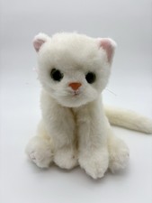 Ty Classic 1996 Crystal White Kitty Cat Plush Green Eyes Pink Bow Buddy